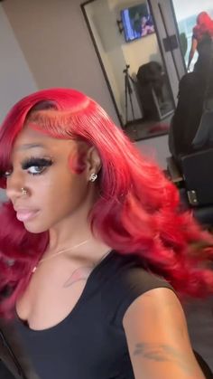 Hairstyles With Red Hair Black Women, Red Human Hair Wigs, Red And Pink Hair Black Women, Red Hair Rihanna, Red Quick Weave, Red Wig Hairstyles For Black Women, Red Bob Black Women, Valentine Day Hairstyles