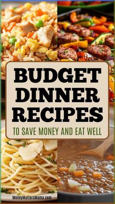 Budget Monthly Meal Plan, Affordable Dinner Recipes, Affordable Meal Plans, Meal Plan For The Week, Time Saving Tips, Garlic Spaghetti