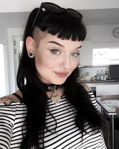 Hair Styles Goth, Goth Haircut, Hair Cut Ideas, Pink Ombre Hair