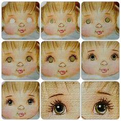 six pictures of different eyes and the same child's face