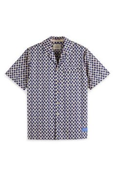 Stay cool, calm and casual in this dot-patterned camp shirt cut from smooth, breathable cotton that feels good all day. 28 1/2" length, 42" chest (size medium) Notched collar Short sleeves Chest flap patch pocket 100% cotton Machine wash, tumble dry Imported Camp Shirt, Notched Collar, Camping Shirt, Cut Shirts, Stay Cool, Chest Size, Scotch, Fashion Ideas, Dress Shirt