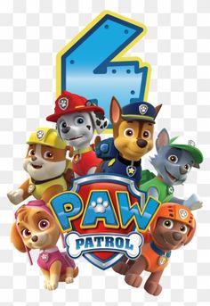 the paw patrol logo is shown in front of a white background with blue and yellow numbers