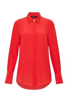 Size: 4 UK Designer Tops With Relaxed Fit For Formal Occasions, Luxury Relaxed Fit Workwear Tops, Luxury Relaxed Fit Tops For Work, Carla Zampatti, Size 12 Uk, Red Silk, Classic Shirt, Dresses For Women, Size 16