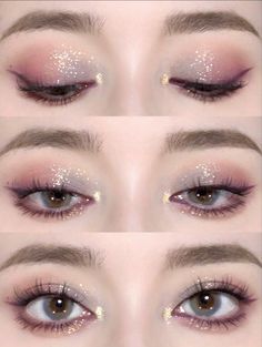 Ein atemberaubendes Augen-Make-up kann Ihrem Gesicht eine besondere Ausstrahlung verleihenAber mit so vielen verschiedenen Techniken und Produkten kann es schwierig seindas perfekte Augen-Make-up... Korean Glitter Eye Makeup, Kpop Makeup Looks, Cute Eye Makeup, Swag Makeup, Ethereal Makeup, Eye Makeup Designs, Asian Eye Makeup, Creative Makeup Looks