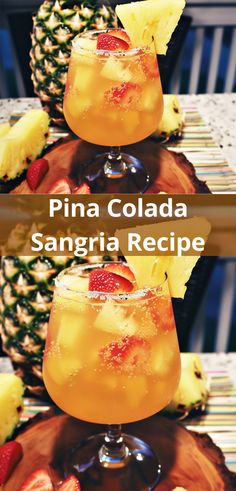 pine colada sangria recipe with strawberries and pineapples