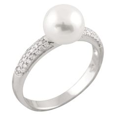 10-10.5mm white cultured freshwater pearl rhodium over sterling silver center design ring. Measures approximately 1"L X 3/4"W. Not sizeable. Silver Rings With Pearl Drop In Fine Jewelry Style, Silver Rings With Pearl Drop, Classic Silver Ring With Pearl Drop, Classic Silver Rings With Pearl Drop, Elegant Silver Rings With Pearl Drop, Elegant Silver Pearl Drop Rings, Fine Jewelry Silver Pearl Ring, Formal Silver Pearl Drop Ring, Classic Silver Pearl Rings