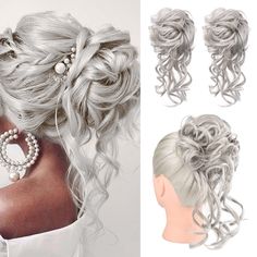 PRICES MAY VARY. [Pack of 2PCS] Comes with 2PCS tousled updo. The bun set meets all your need in various occasions, such as wedding, party, and daily use with double bun, half bun, top bun and low bun [Easy and Comfortable to Wear] Just tie your hair into a ponytail or bun and then wrap hair scrunchies around your hair to make a bun, flirty and casual chic hairstyle when you get out ready. HOOJIH Hair Bun Collection looks and feels like your own hair, you will not feel burden [Color Difference] Grey Hair Updos, Tendrils Hair, Curly Hair Wrap, Hair Wrap Ponytail, Updo Hair Extensions, Wedding Ponytail Hairstyles, Bun Extensions, Wrap Ponytail, Tousled Updo