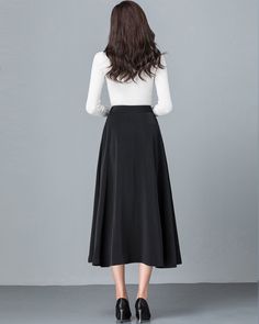 * A high-end midi skirt with wide hem, very cool. * Made of quality cotton blends, very smooth and comfortable. * Fixed waist with invisible zipper. * Can custom make waist size and skirt length. * Material: 95% polyester, 5%spandex * Size: True to US size, US 0-US 20 are available, you can let us know your usual size and height in your order. * Shipping: Free shipping Processing time : 5-7 Business days Delivery time : 7-20 Business days Tracking number available If you need rush order or exped Black Long Dress With Lined Skirt, Elegant Black A-line Skirt, Flowy Midi-length Pencil Skirt, Flowy Black Maxi Skirt For Fall, Black Flowy Maxi Skirt For Fall, Black Flared Skirt Dress For Fall, Black Midi Length Dresses With Lined Skirt, Black Voluminous Skirt For Fall, Black A-line Voluminous Skirt