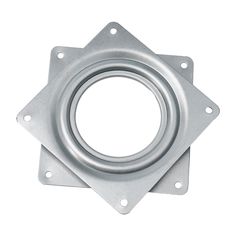 a metal plate with a hole in the center on a white background, top view