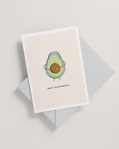 a card with an avocado on it