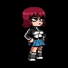 the pixel girl is standing in front of a black background