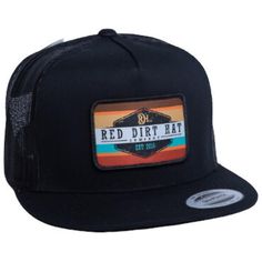 PRICES MAY VARY. Red Dirt Hat Co Army Sunset Black Mesh Back Snap Back Red Dirt Hat CoArmy SunsetBlackMesh BackSnap BackRDHC164 Red Dirt Hat Co Army Sunset patch logo cap. Red Dirt Hat Co, Retro Black Trucker Hat With Curved Brim, Retro Black Hat With Short Brim, Black Retro Snapback Hat With Flat Brim, Hooey Hats, Barrel Racer, Red Dirt, Western Hats, Black Cap