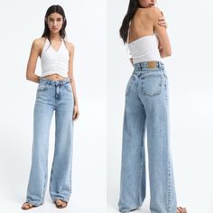 Brand New With Tags. Size 0. High Waist 100% Cotton Pull Bear Jeans, High Rise Wide Leg Jeans, Pull & Bear, Jeans Color, Wide Leg Jeans, Flare Jeans, Leg Jeans, High Waist, Wide Leg