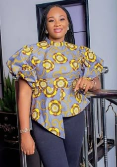 Tops For Women Ankara, Ankara Wrap Top, Tops African Print, Wrap Tops For Women, Ankara Blouse Styles, African Print Top, Ankara Blouses, Modern African Clothing, African Tops For Women