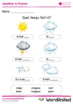 the weather worksheet for kids to learn how to read and write it's names