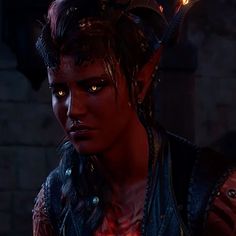 a male character with horns and glowing eyes