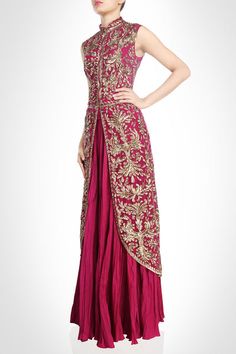 Dark majenta long jacket lehenga for Wedding / Reception – Panache Haute Couture Long Jacket Lehenga, Indian Lehenga Choli, Lehenga Choli Online, Lehenga Skirt, Red Lehenga, Desi Clothes, Indian Lehenga, Indian Designer Outfits