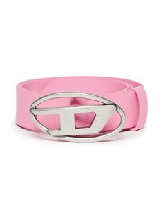 pink leather smooth grain silver-tone logo plaque front buckle fastening punched holes pointed tip adjustable fit Diesel Belt, Seatbelt Belt, Diesel Clothing, Pink Belt, Dress With Jean Jacket, Baby Boy Accessories, Gucci Kids, Dolce And Gabbana Kids, Kids Jordans