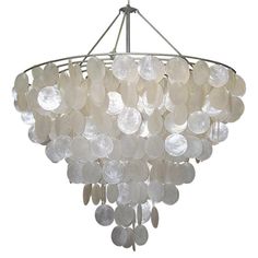 a chandelier made out of glass discs