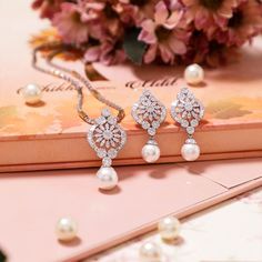 Real Diamond Pendant Set, Real Diamond Pendant, Manubhai Jewellers, Diamond Jewelry Earrings, Gold Pearl Ring