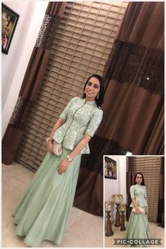 Skirt With Peplum Top Indian, Long Shirt With Plazo For Wedding, Peplon Blouse And Skirt, Peplon Blouse, Designer Dresses Elegant, Wedding Lehenga Designs