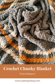 crochet chunk blanket with text overlay