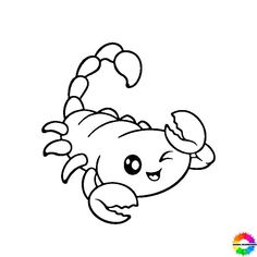 a cartoon crab that is outlined in black and white