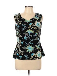 Assorted Brands Sleeveless Blouse Size: Large Tops - used. 100% Nylon | Sleeveless Blouse: Teal Tops - Size Large Petite Sleeveless Stretch Blouse With Floral Print, Fitted Sleeveless Blouse With Floral Print, Fitted Floral Print Sleeveless Vest, Teal Top, Sleeveless Blouse, Sleeveless Top, Women Handbags, Womens Tops, Handbags