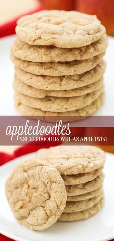 an image of apple cookies stacked on a plate