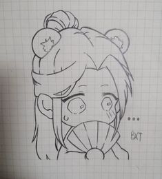 a drawing of a girl with a bear hat on her head and an angry expression