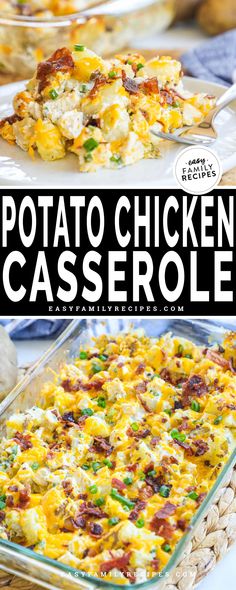 this potato chicken casserole is loaded with bacon, green onions and cheese