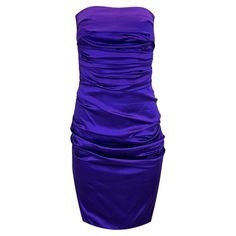 Dolce & Gabbana Silk Ruched Dress Purple strapless dress designed in ruched bodycon fit. Featuring mini length and Concealed zip fastening to rear. Size – 42IT Condition – Good (Some pulls to the fabric) Composition – 96% Silk, 4% Elastane