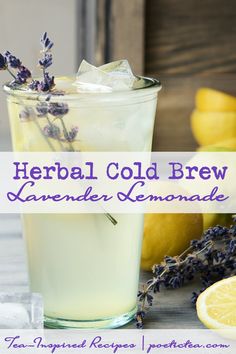 lavender and lemon drink in a glass with ice