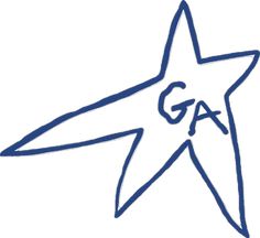 a blue star with the word ga on it