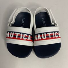 New In Box. Nautica Sandals. Slip On. Infant Boys Size 1 (6 Weeks - 3 Months). Casual White Sport Sandals For Swimming, Navy Round Toe Beach Slides, White Non-slip Sport Sandals For Beach, Navy Synthetic Slides For Beach, Non-slip White Sport Sandals For The Beach, Black Duck Boots, Blue Non-slip Sandals For Playtime, Baby Boy Sandals, Navy Non-slip Beach Sandals