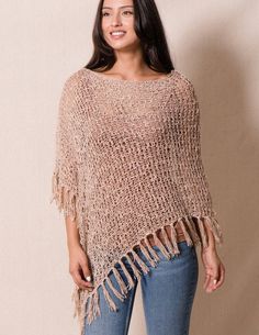 Handwoven Riva Knit Fringe Poncho — Sivana Knit Fringe, Fringe Poncho, Fringed Poncho, Cotton Crop Top, Summer Clearance, Fall Fashion, Autumn Fashion, Hand Weaving, Crop Tops