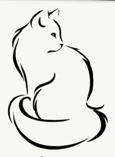 a black and white drawing of a cat