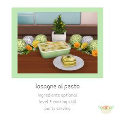 an image of lasagna al pesto ingredients option level 3 cooking skill party serving