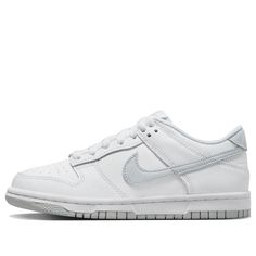 (GS) Nike Dunk Low 'White Pure Platinum' DH9765-102 (SNKR) Classic White Nike Sneakers, White Snikers, Dunk Low Pure Platinum, Drip Shoes, Nike Low Dunk, Dunks Low, Shoes For School, Swag Shoes, Balance Shoes