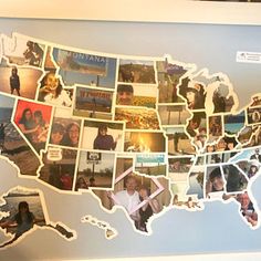 a map of the united states covered in photos