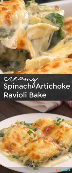 spinach artichoke ravioli bake is an easy and delicious side dish