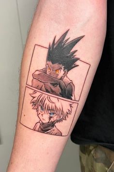 a man with a tattoo on his arm that has an image of the character gohan