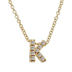 Kury Collection 14K Yellow Gold 7.5mm initial height Approximate .10ct diamonds Adjustable Chain in 16’’, 17’’ and 18’’ One year limited warranty Yellow Gold Diamond Initial Necklace, Yellow Gold Initial Necklace With Diamond, Luxury Yellow Gold Initial Necklace With Diamond Accents, Gold Diamond Necklace With Initials, Yellow Gold Diamond Necklace With Initials, Diamond Initial Necklace, Upper Case, Stackable Rings, Initial Necklace