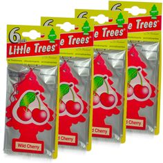 three packs of little trees cherry gummy candies