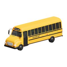 a yellow school bus is shown on a white background