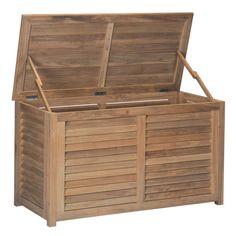 a large wooden storage box with two doors