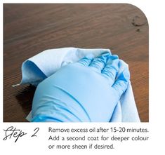 the instructions for how to remove excess after 15 - 20 minutes add a second coat for deeper color or more sheer if desired