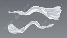 two white flowing liquid shapes on a gray background, one is in the shape of a wave