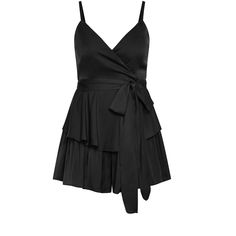 Go for a fun-loving party look in the curve-flattering Party Wrap Playsuit! Combining a timeless black hue with a classic V-neck and ruffles, this gorgeous playsuit knows how to steal the show. Bold and fiercely fashionable, no one does plus size fashion like City Chic. Loved around the globe for its diverse range of fashion-forward styles for any occasion. From show-stopping evening gowns to workwear and casualwear, City Chic will take your style to bold new heights. Available in sizes 14-32. Elegant Jumpsuits And Rompers With Ruffles For Party, Elegant Ruffled Jumpsuits And Rompers For Party, Glamorous Ruffled Jumpsuits And Rompers For Night Out, Glamorous Ruffled Jumpsuits For Night Out, Elegant Ruffled Jumpsuits And Rompers For Date Night, Flirty Jumpsuits And Rompers For Summer Parties, Black Ruffled Jumpsuit For Night Out, Elegant V-neck Ruffled Jumpsuits And Rompers, Summer Cocktail Jumpsuit With V-neck