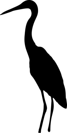 a black and white silhouette of a bird with long legs, standing on one leg